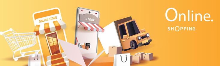 Download online shopping on phone buy sell business digital web banner application money advertising payment ecommerce vector illustration search for free